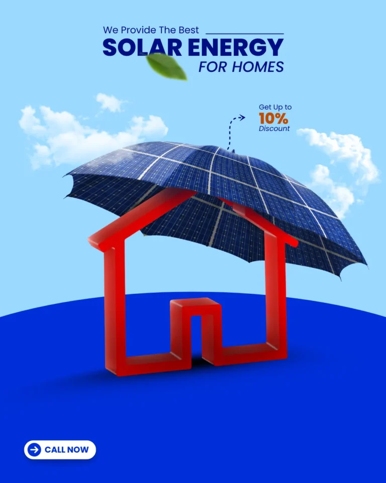 “Residential solar energy system showing a house protected by rooftop solar panels for clean and affordable power.”