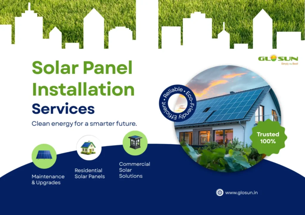 Solar panel installation and maintenance services in India by Glosun for residential and commercial projects