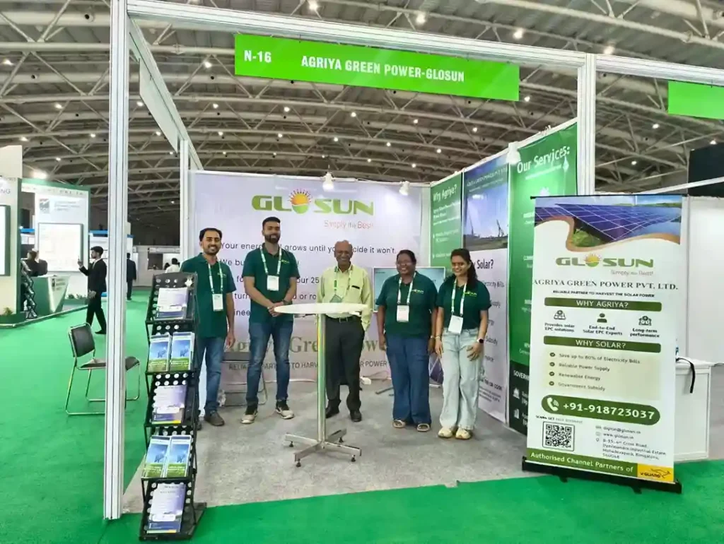 “Agriya Green Power team at Renewable Energy Expo showcasing solar energy solutions”